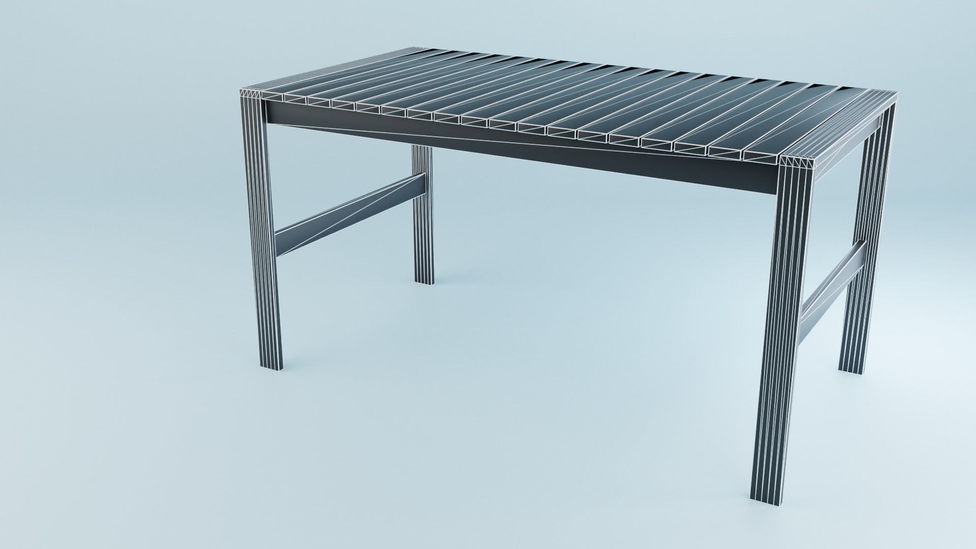 BK set wooden swing chair with canopy Low-poly 3D model_30