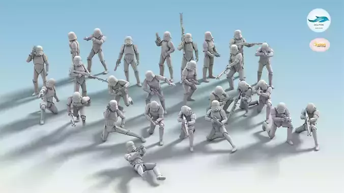 26 Figure Stormtrooper Printable Set-04 3D Model Collection