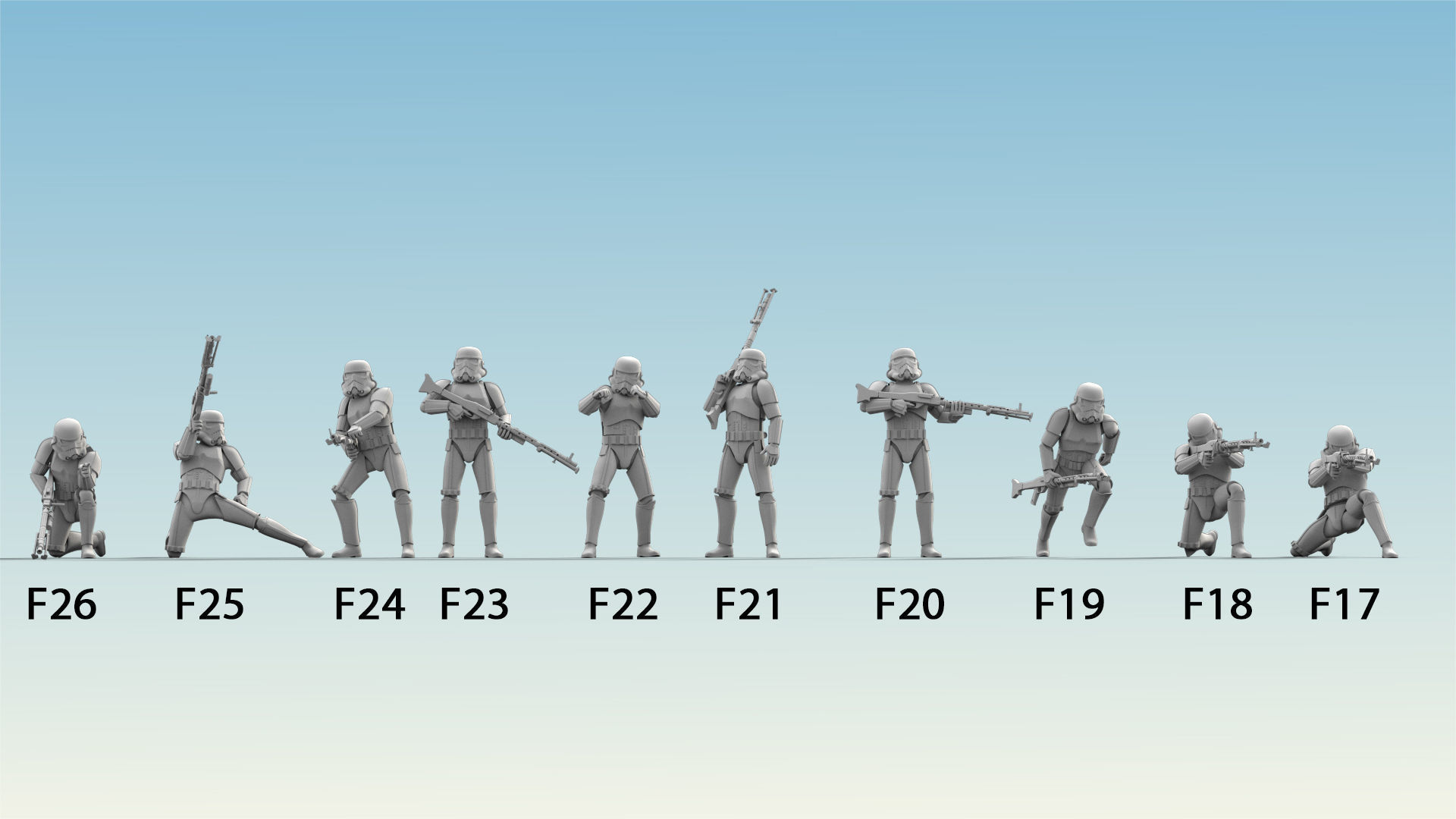 26 Figure Stormtrooper Printable Set-04 3D Model Collection_3