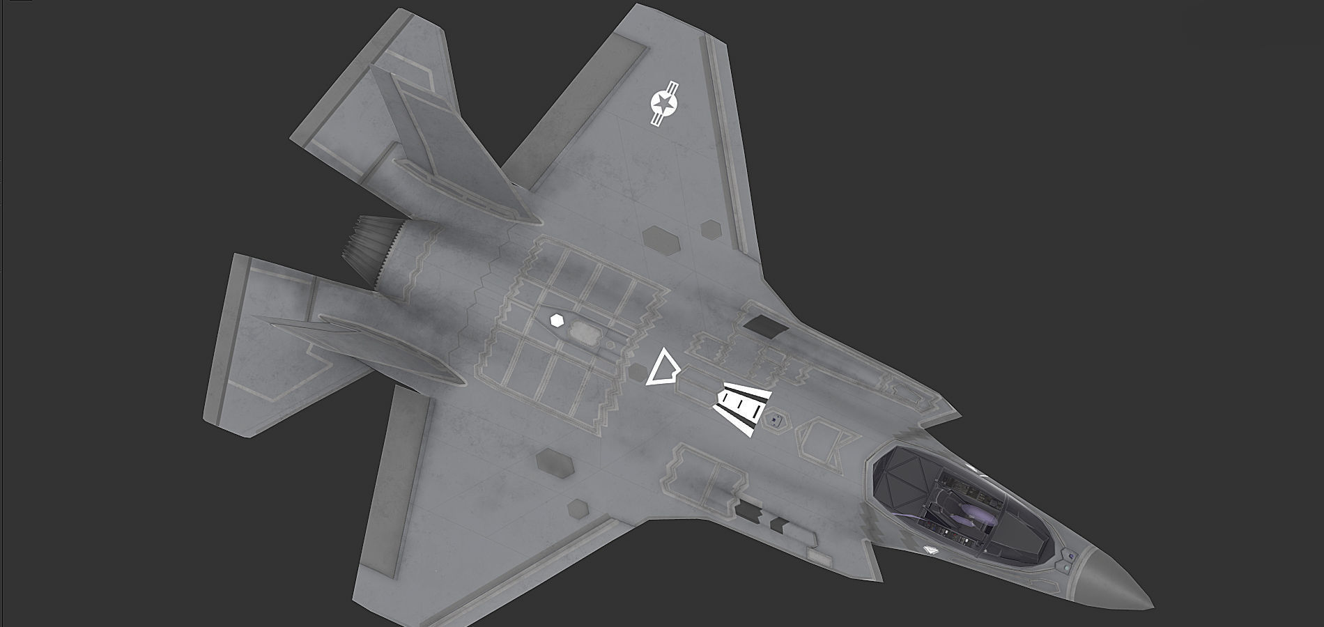 F35 A fighter jet flying in air Low-poly 3D model_6