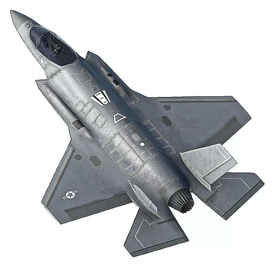 F35 A fighter jet flying in air Low-poly 3D model_0