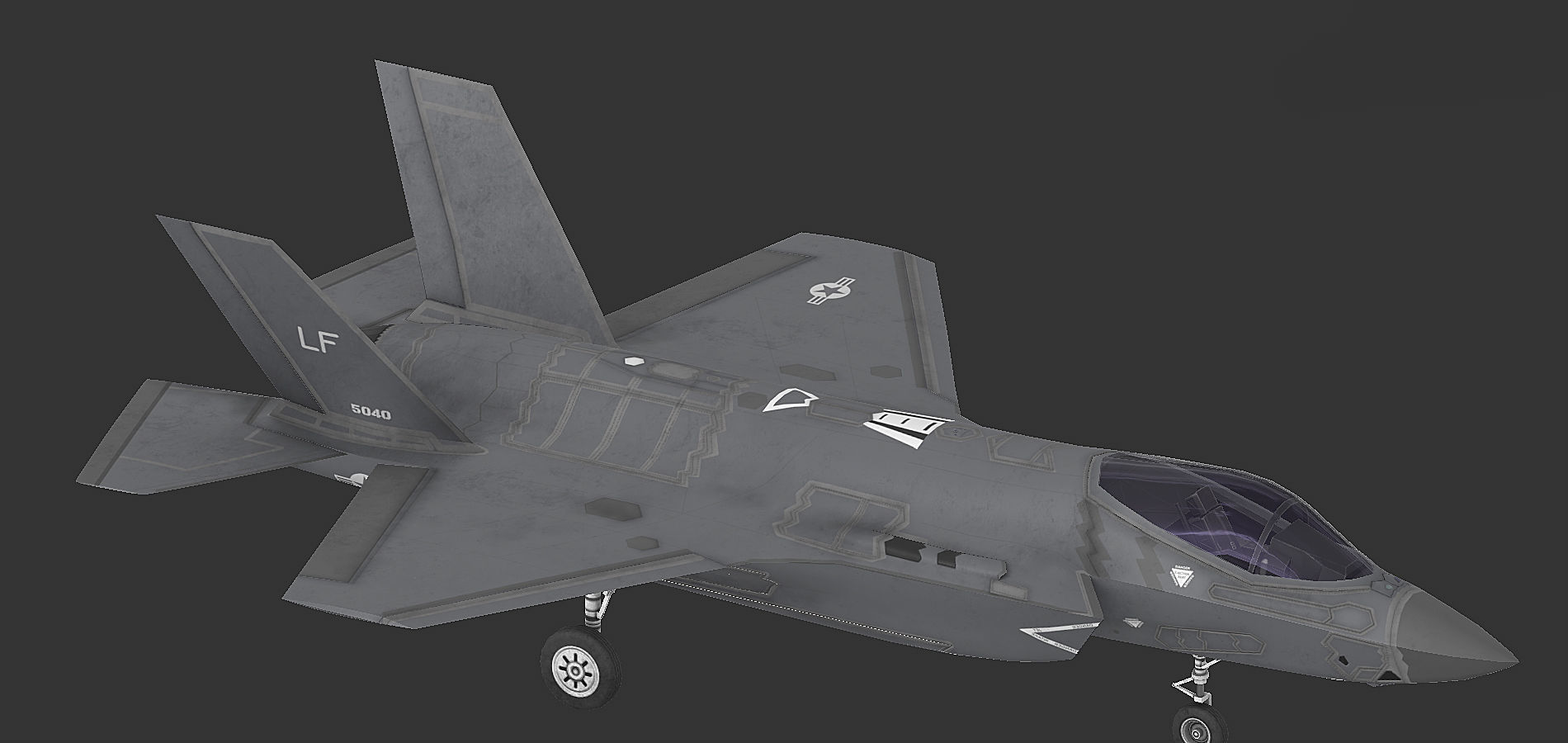 F35 A fighter jet flying in air Low-poly 3D model_4