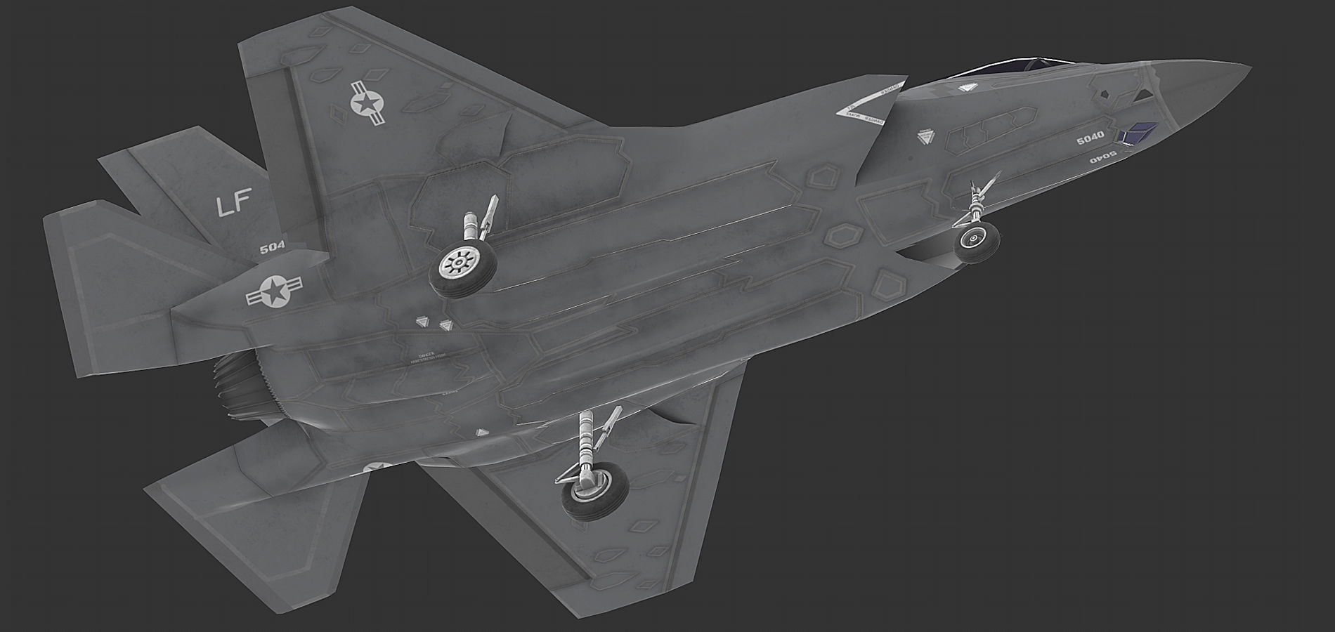 F35 A fighter jet flying in air Low-poly 3D model_5