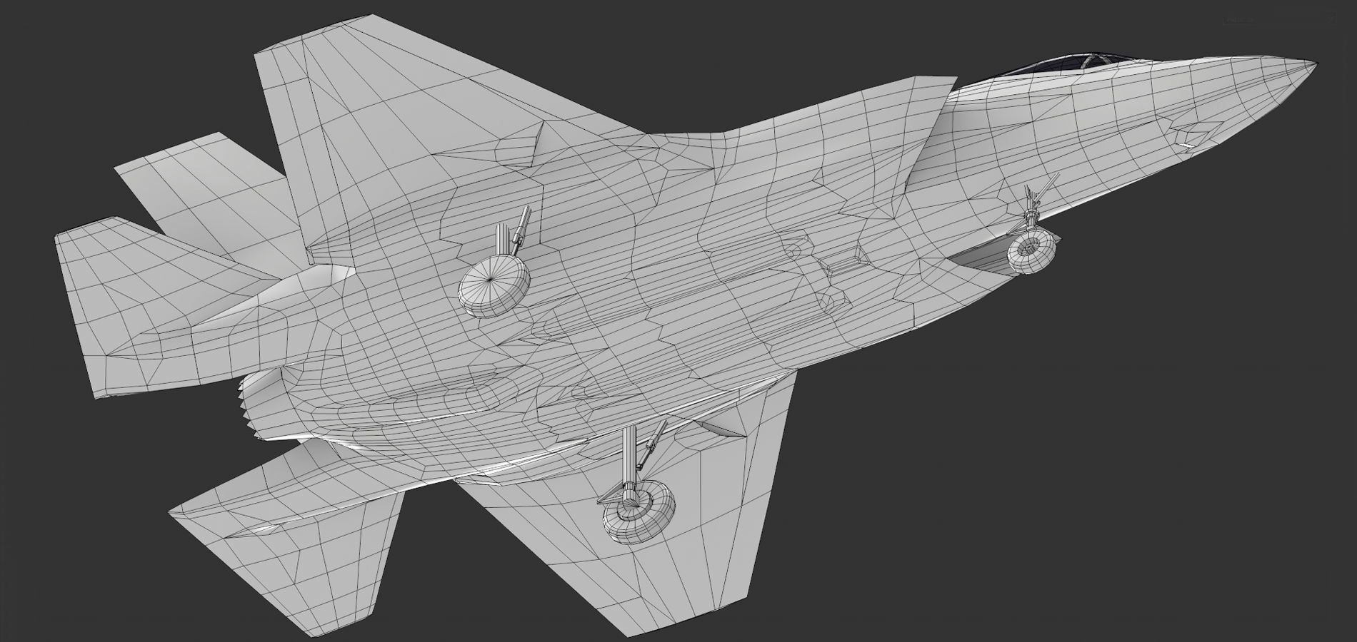 F35 A fighter jet flying in air Low-poly 3D model_14