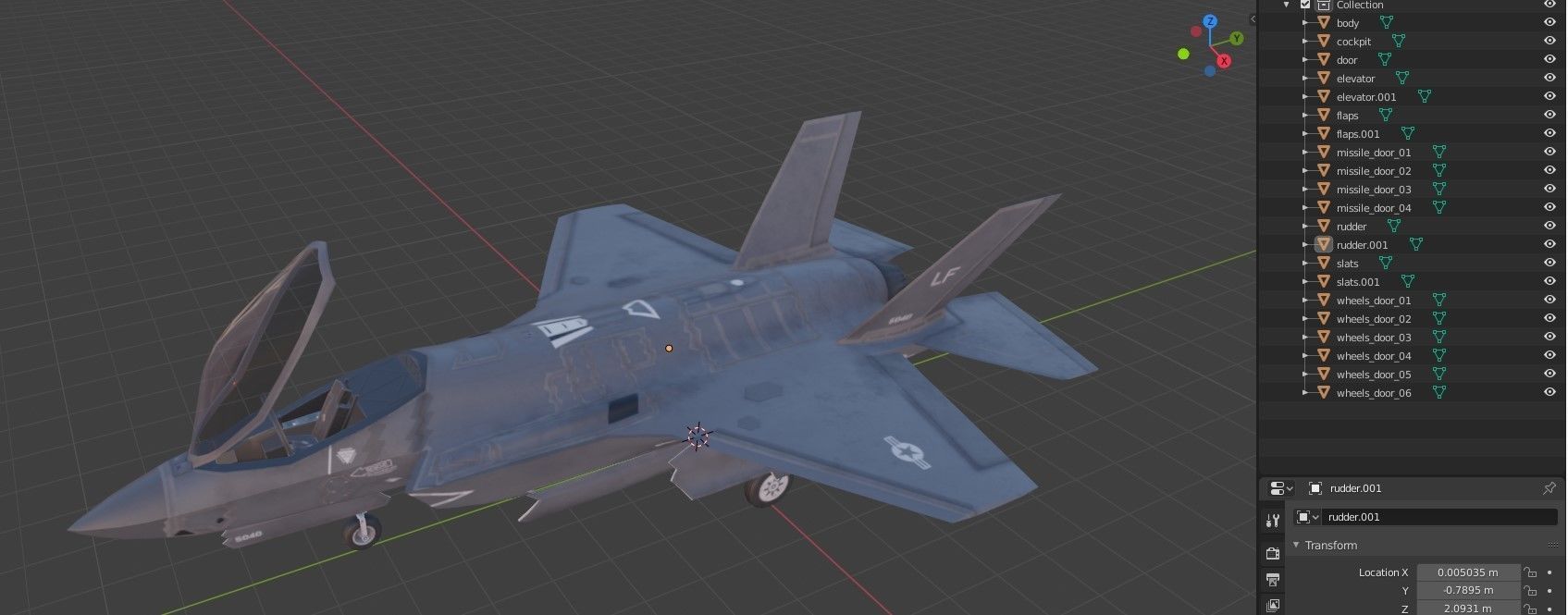 F35 A fighter jet flying in air Low-poly 3D model_15