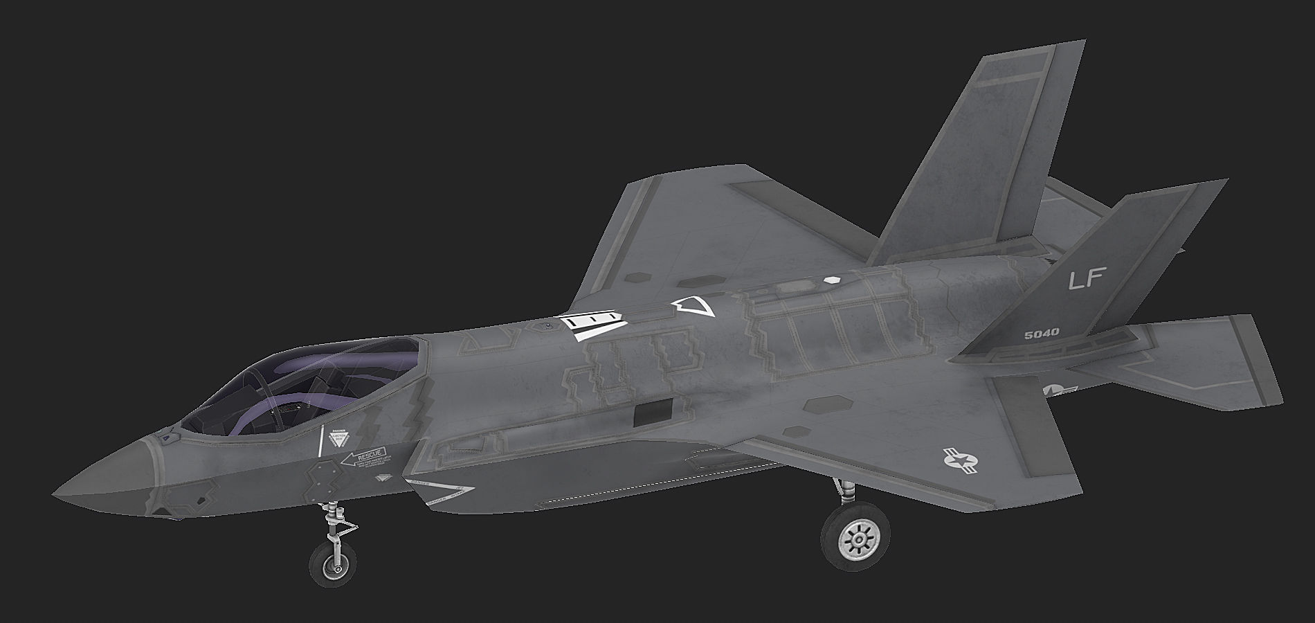 F35 A fighter jet flying in air Low-poly 3D model_1