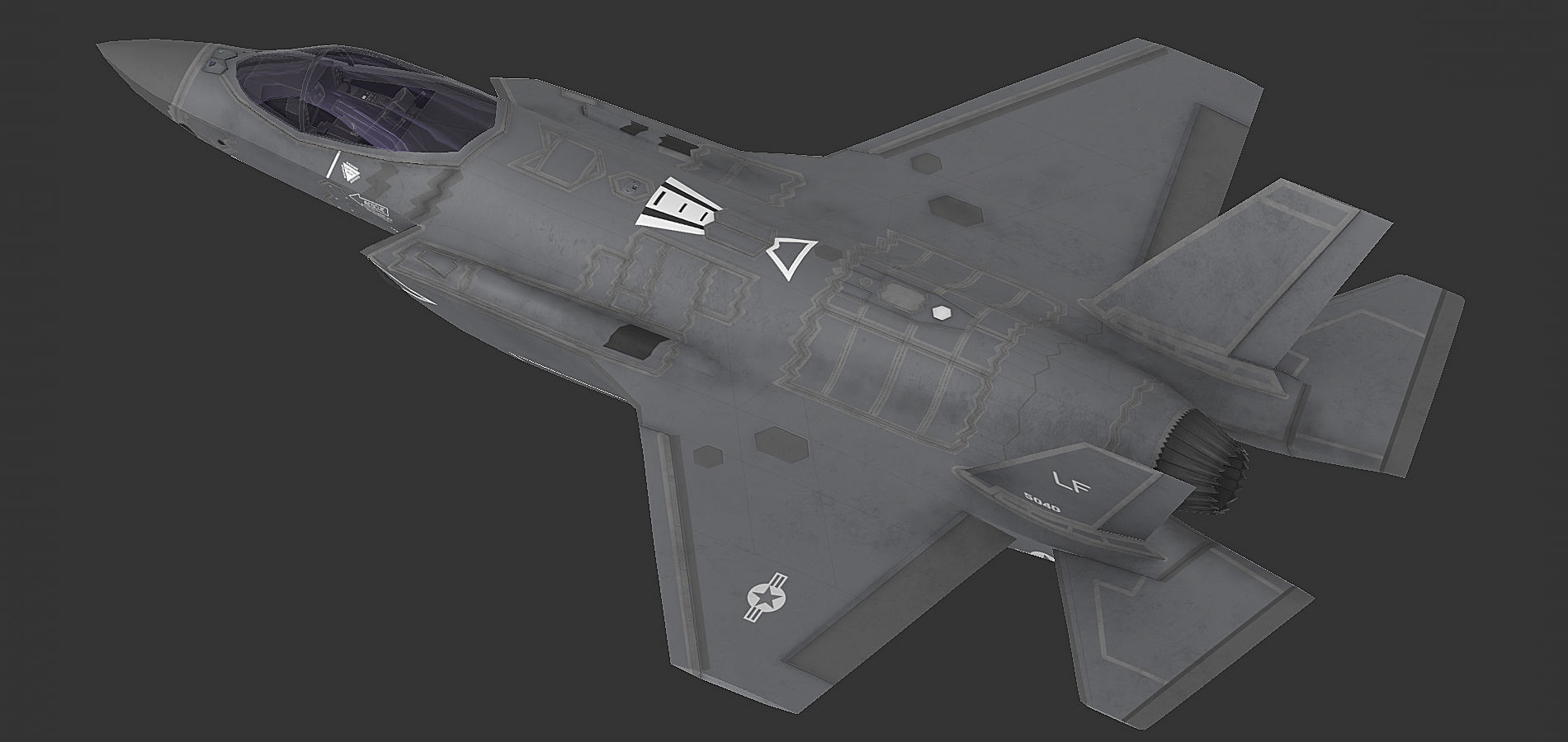 F35 A fighter jet flying in air Low-poly 3D model_2