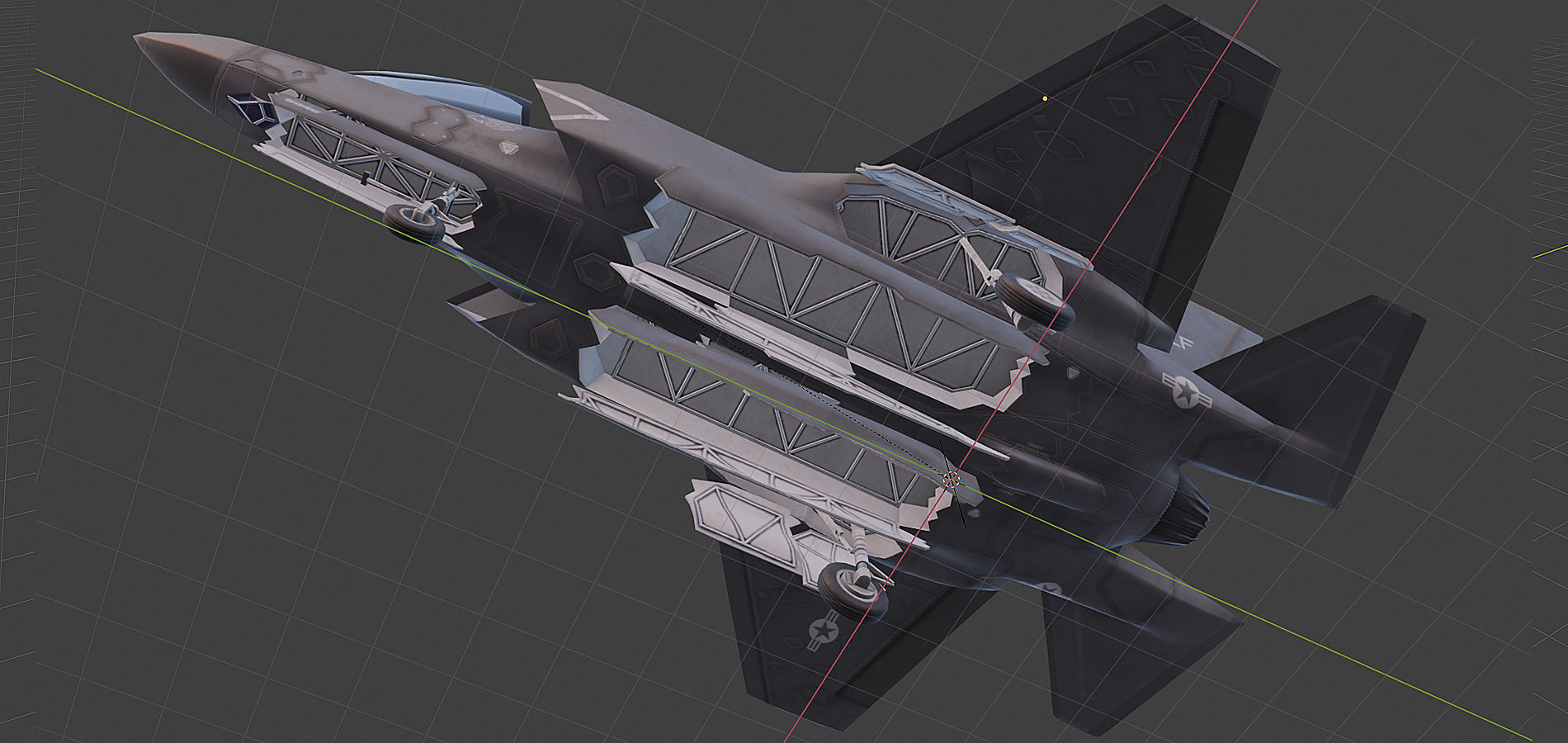 F35 A fighter jet flying in air Low-poly 3D model_11
