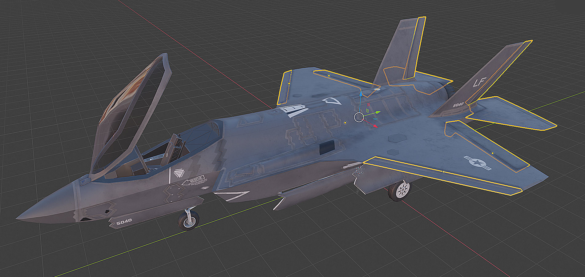 F35 A fighter jet flying in air Low-poly 3D model_10