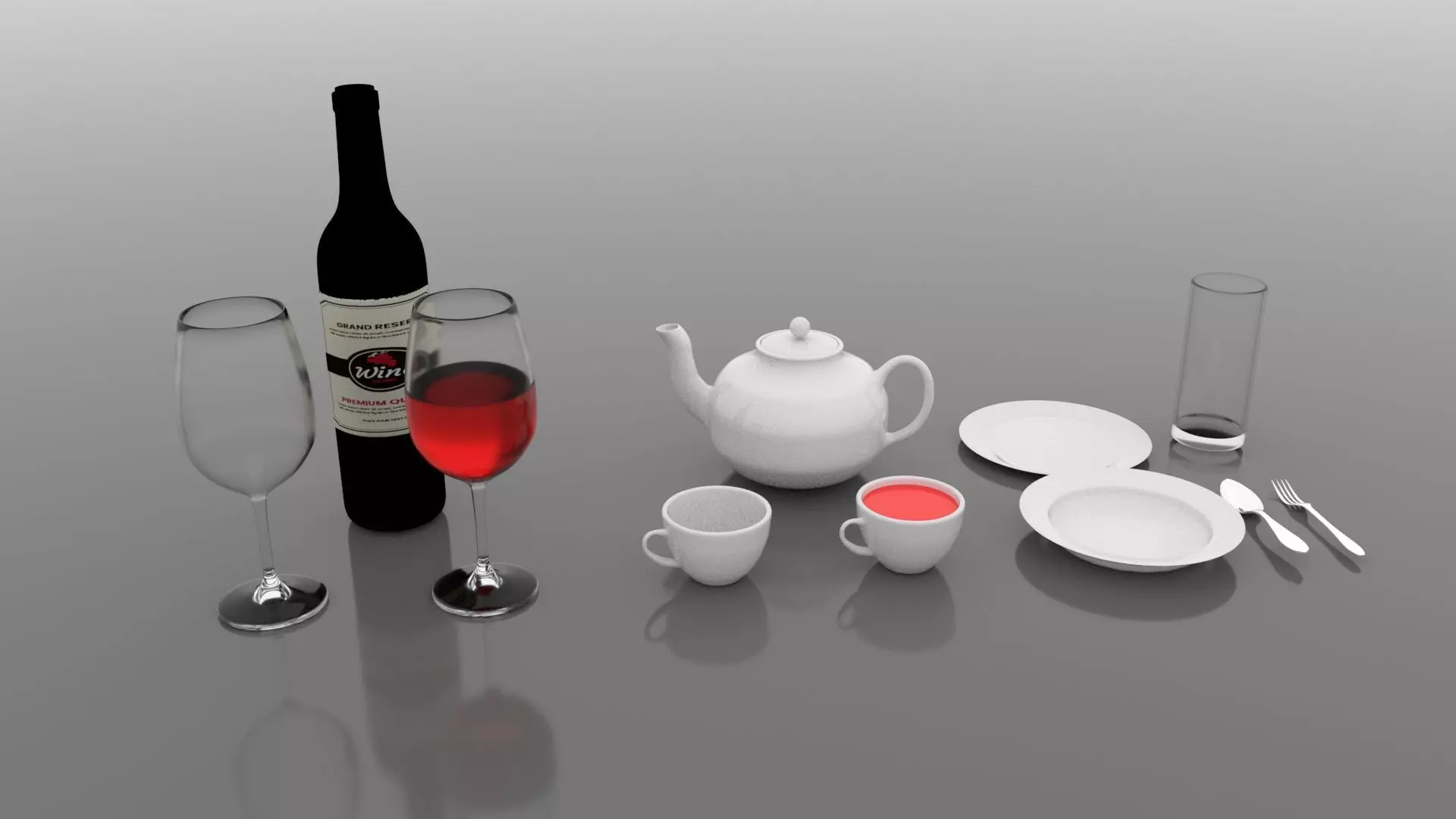 Cutlery set Low-poly 3D model_0