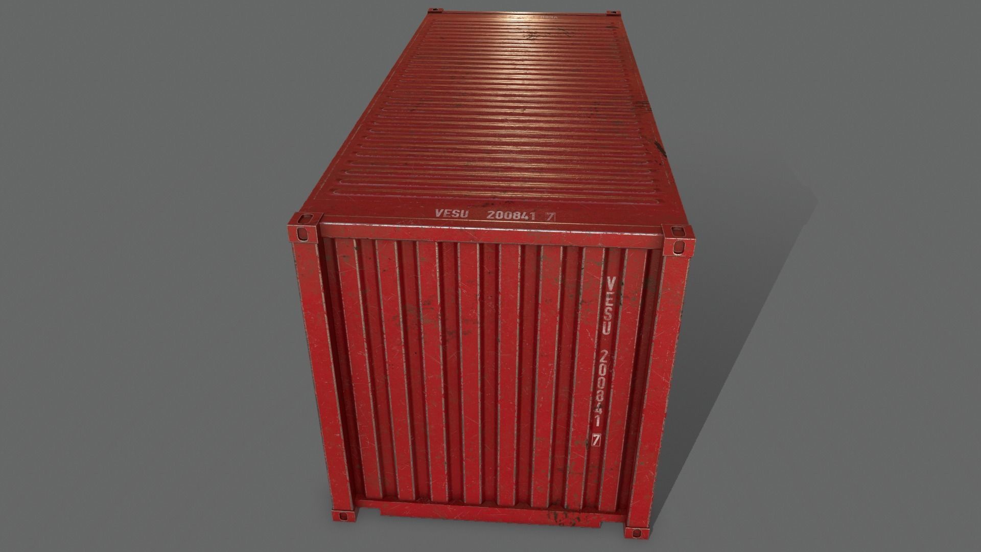PBR 20 ft Shipping Cargo Container Version 2 - Red Low-poly 3D model_12