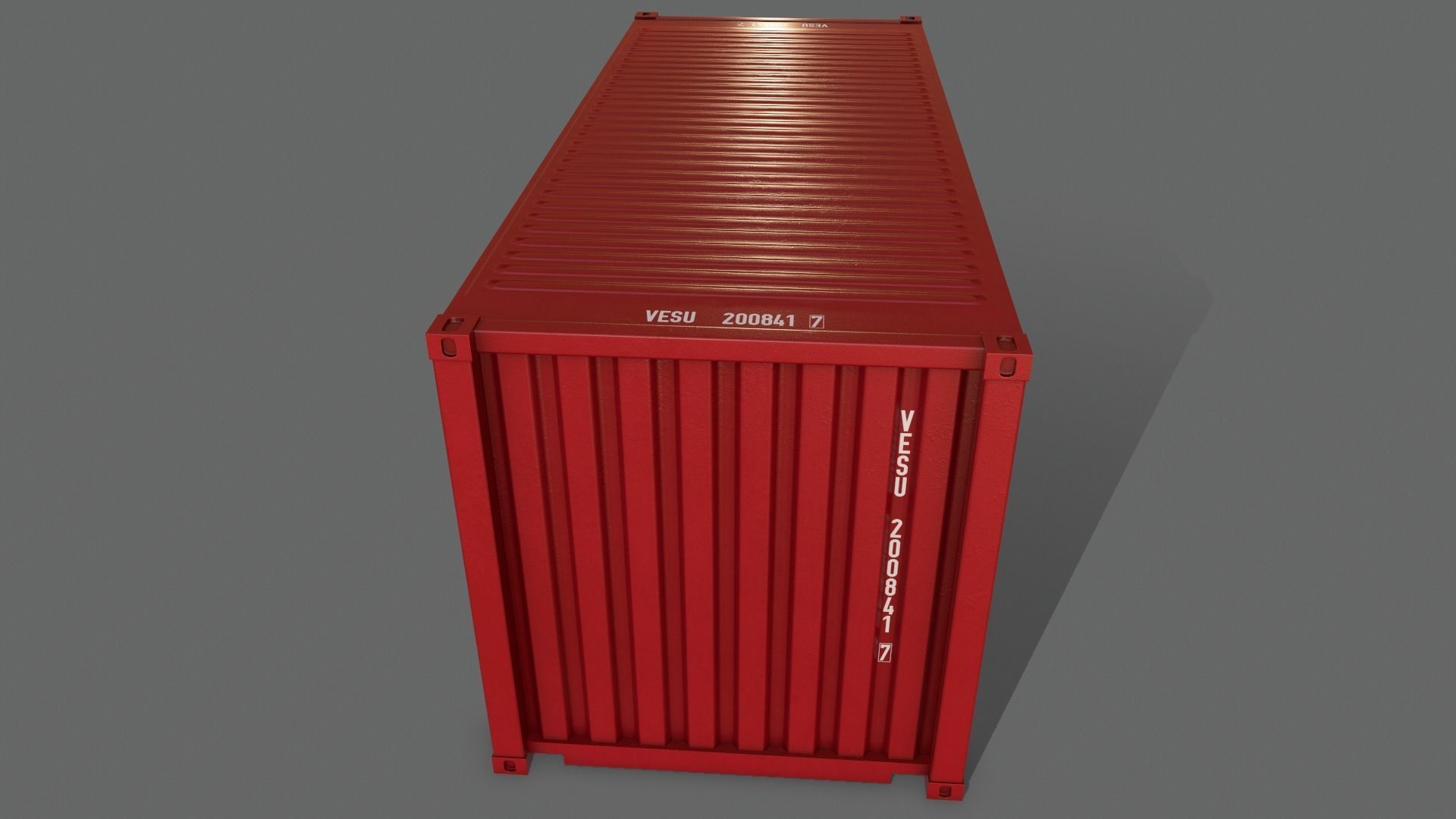 PBR 20 ft Shipping Cargo Container Version 2 - Red Low-poly 3D model_11