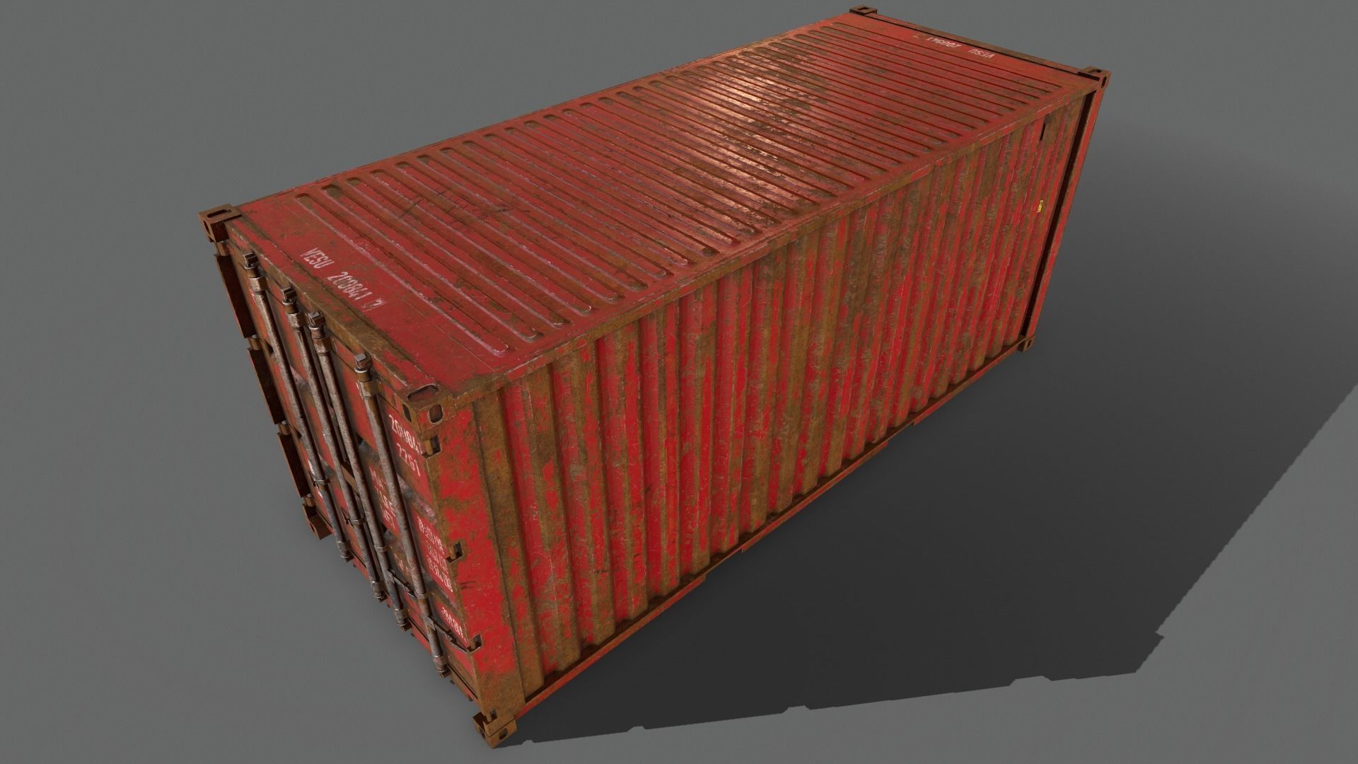 PBR 20 ft Shipping Cargo Container Version 2 - Red Low-poly 3D model_16