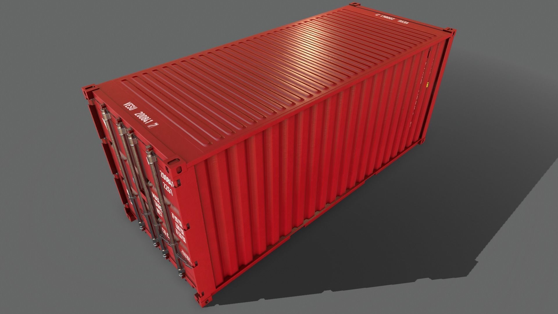 PBR 20 ft Shipping Cargo Container Version 2 - Red Low-poly 3D model_14