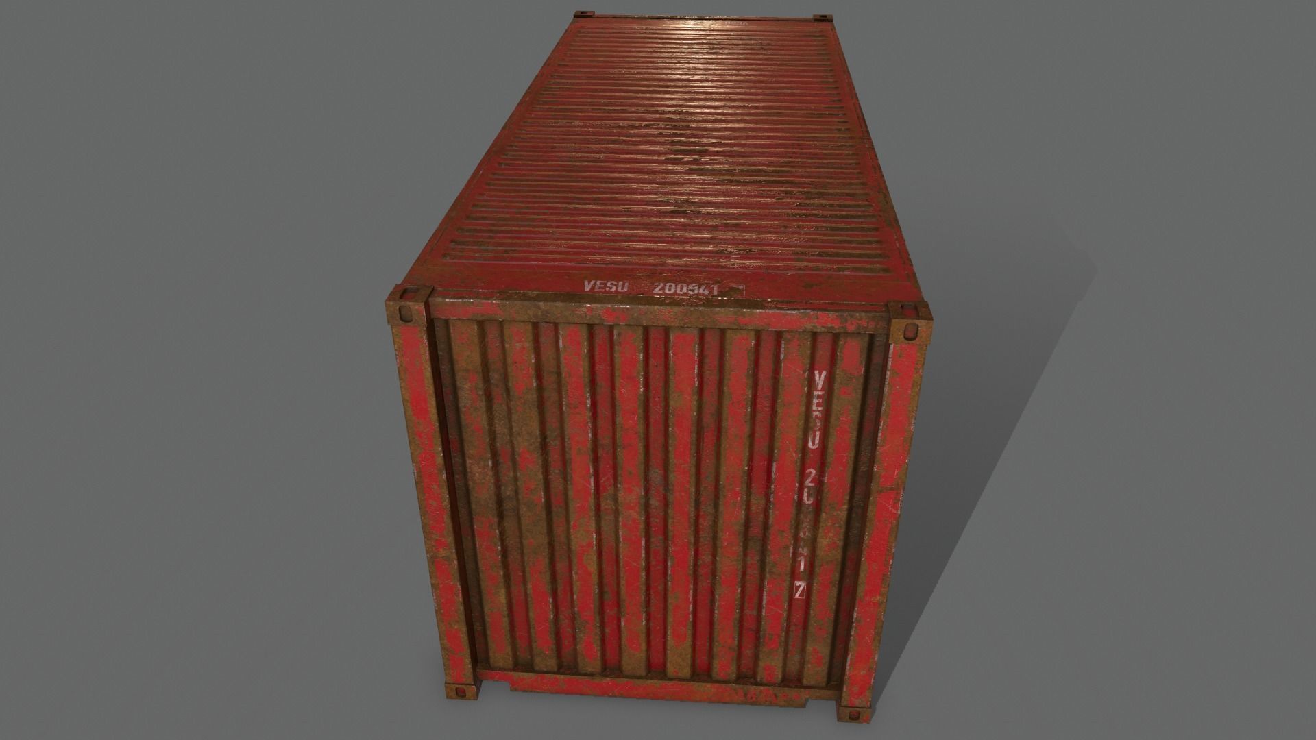 PBR 20 ft Shipping Cargo Container Version 2 - Red Low-poly 3D model_13