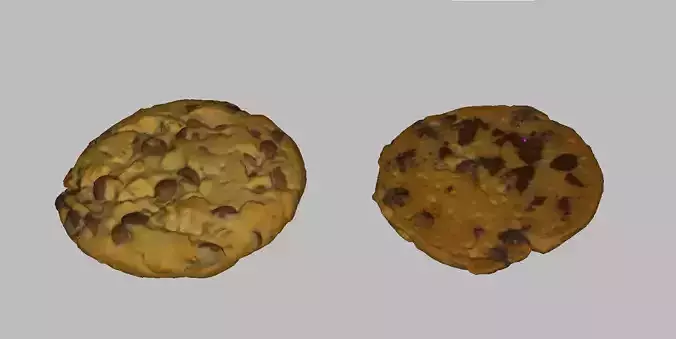 Cookie two chocolate chip cookies 3D model