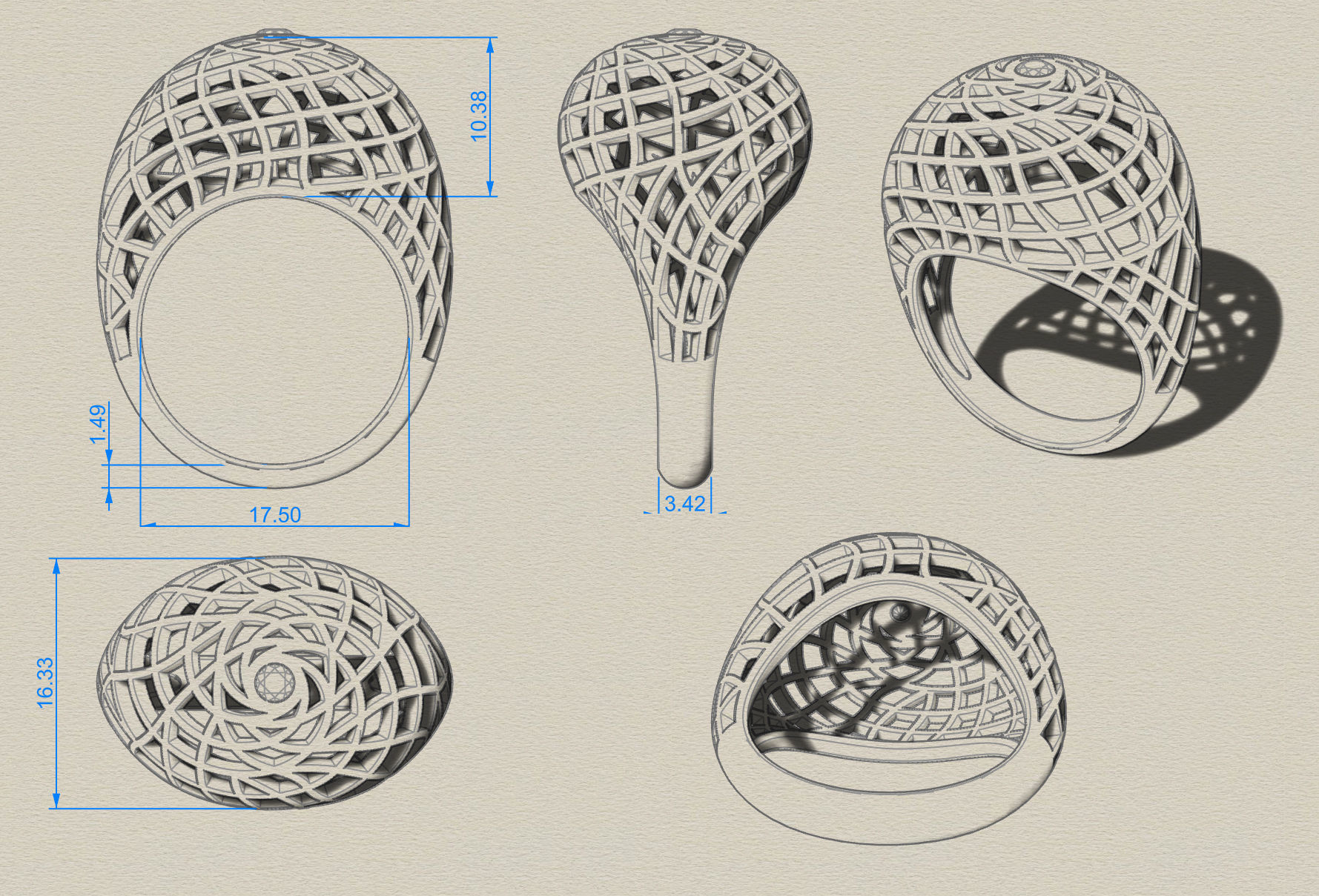 Ring Sphere Dome 3D print model_6