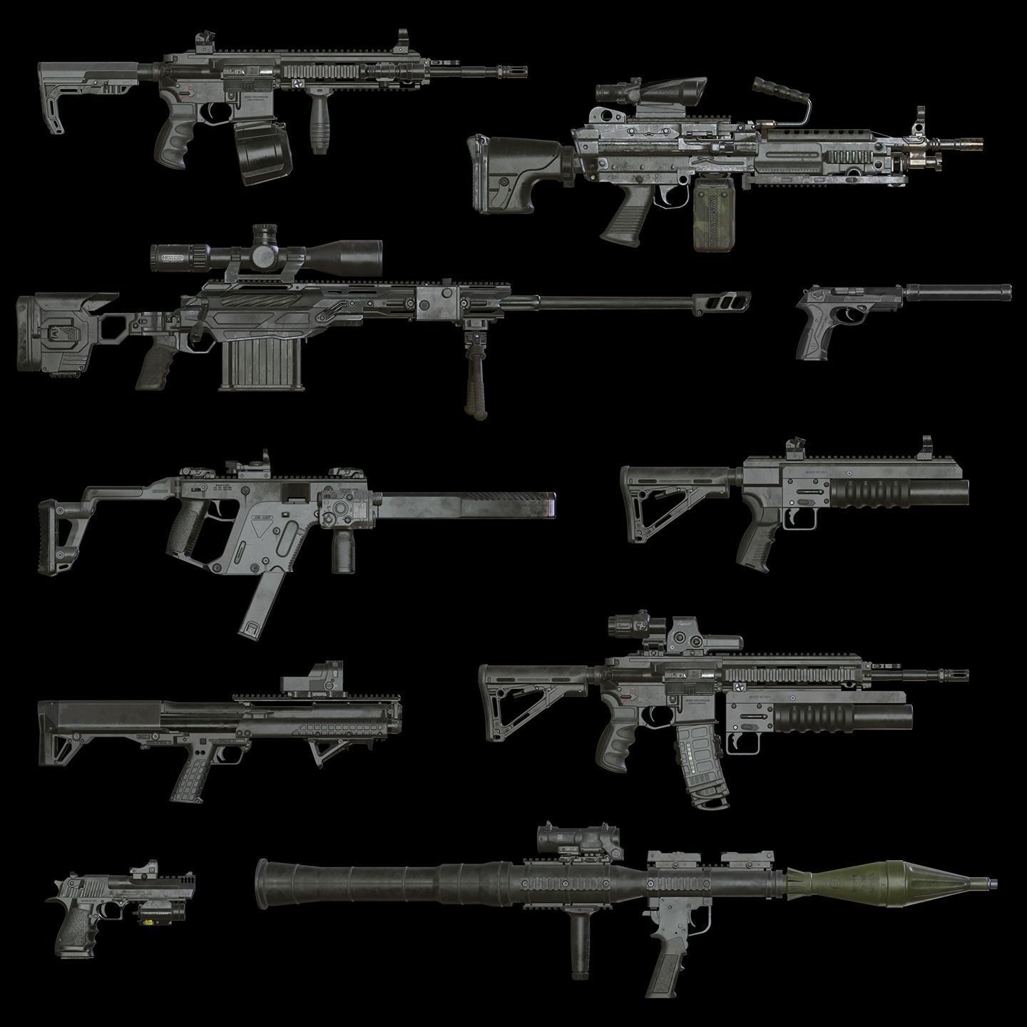 SBG Weapons - Complete Set Low-poly 3D model_1