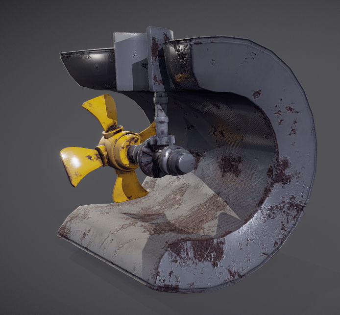 Ship Propeller system Low-poly 3D model_4