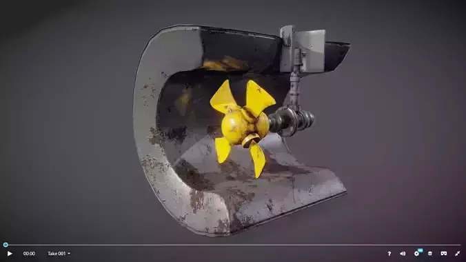 Ship Propeller system Low-poly 3D model