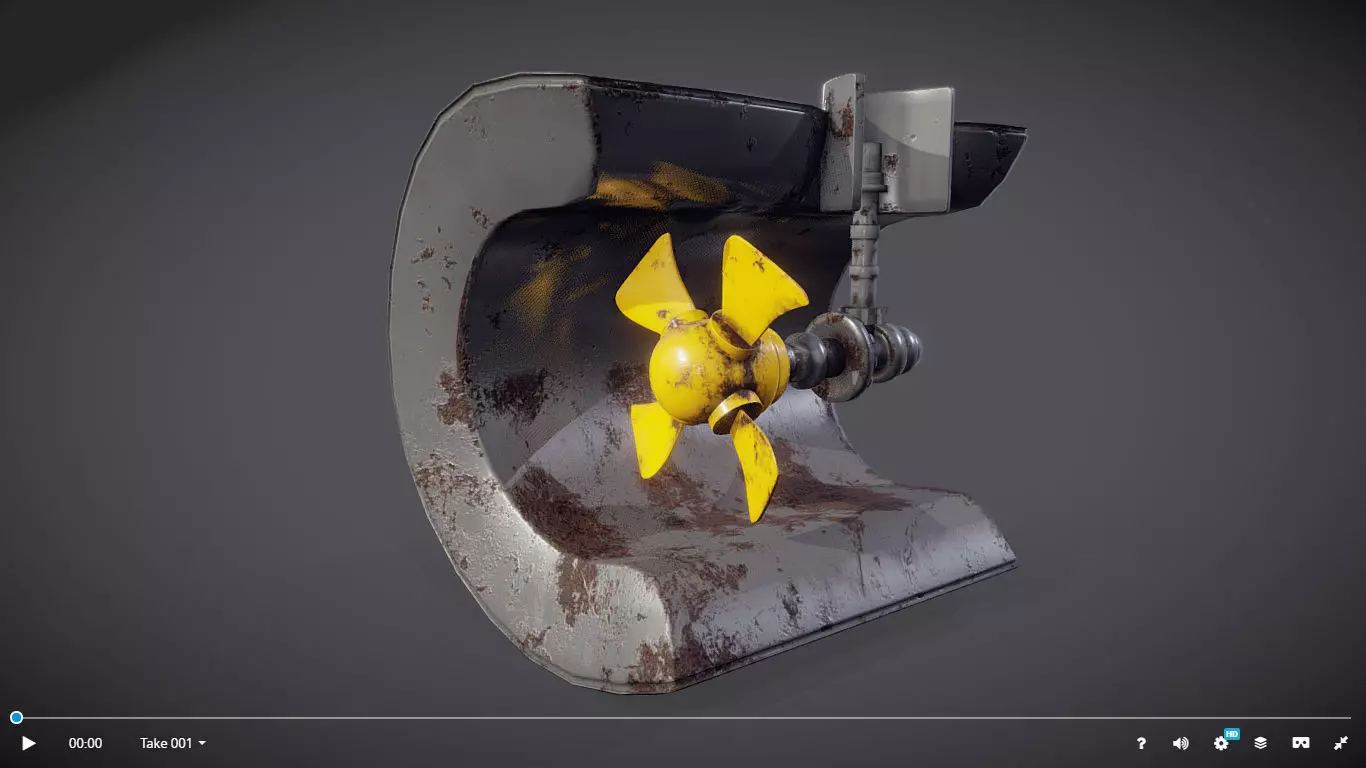 Ship Propeller system Low-poly 3D model_0