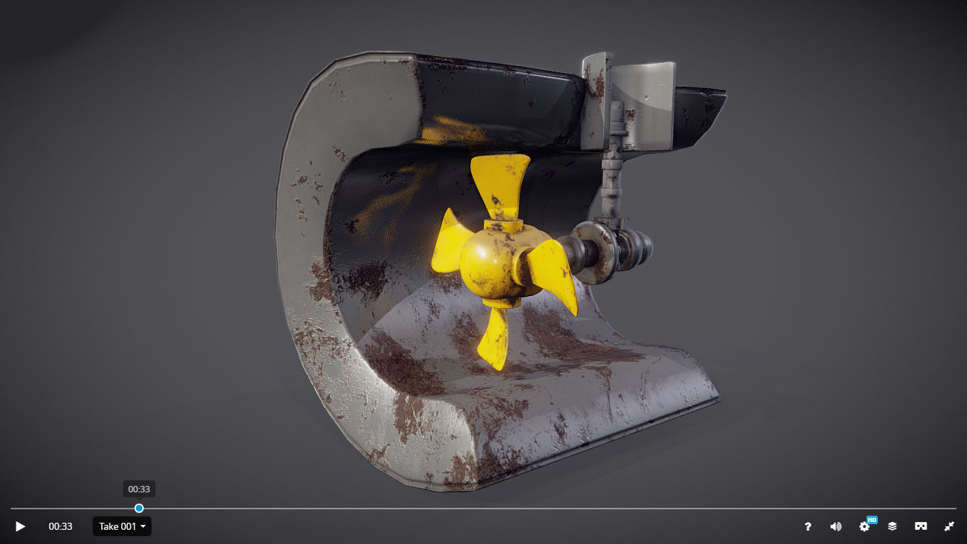 Ship Propeller system Low-poly 3D model_1