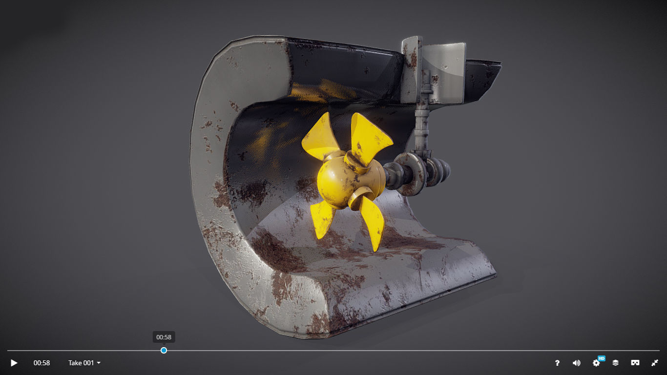 Ship Propeller system Low-poly 3D model_2