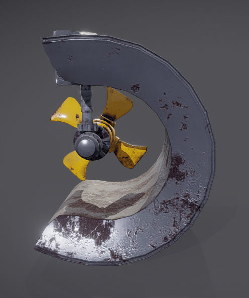 Ship Propeller system Low-poly 3D model_5