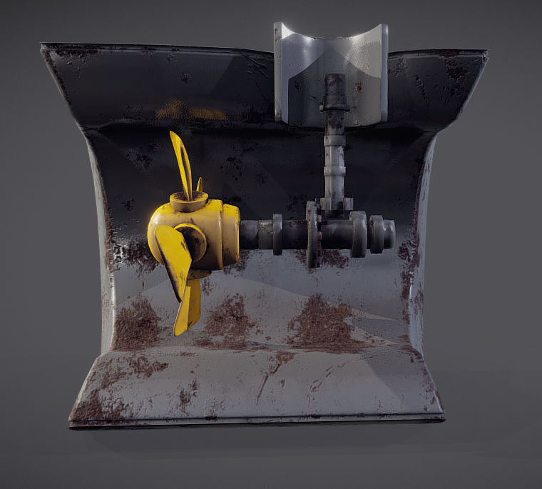 Ship Propeller system Low-poly 3D model_3