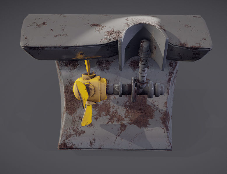 Ship Propeller system Low-poly 3D model_8