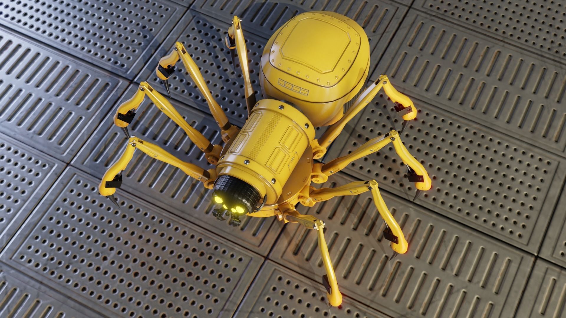 Mechanical Spider Low-poly 3D model_2