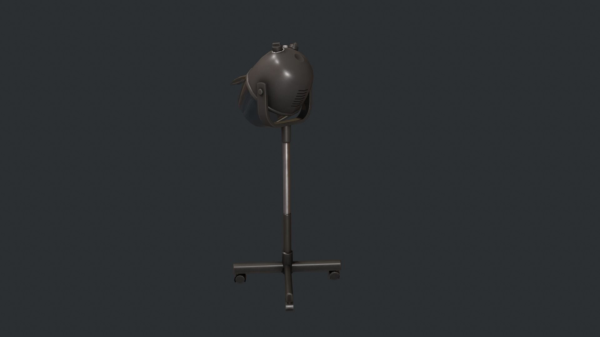 Black Bonnet Hair Dryer - Hooded Hair Dryer Low-poly 3D model_3