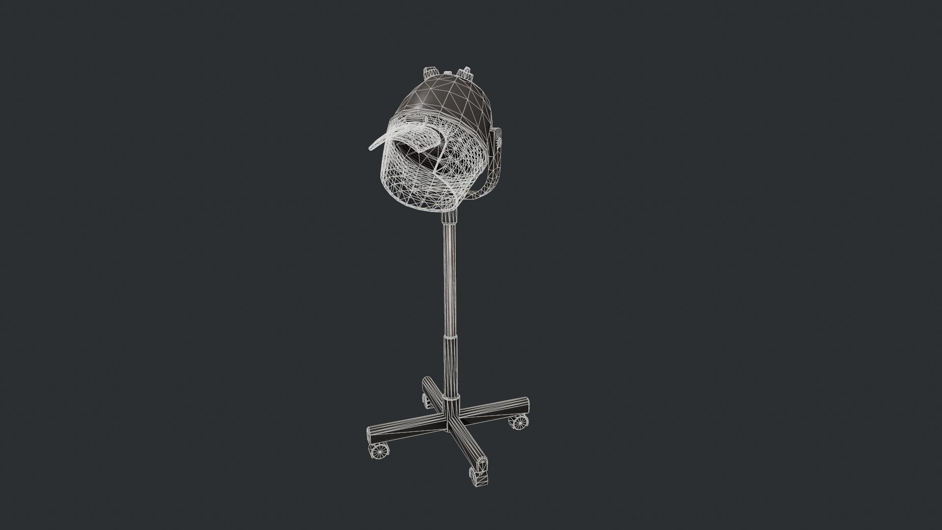 Black Bonnet Hair Dryer - Hooded Hair Dryer Low-poly 3D model_10