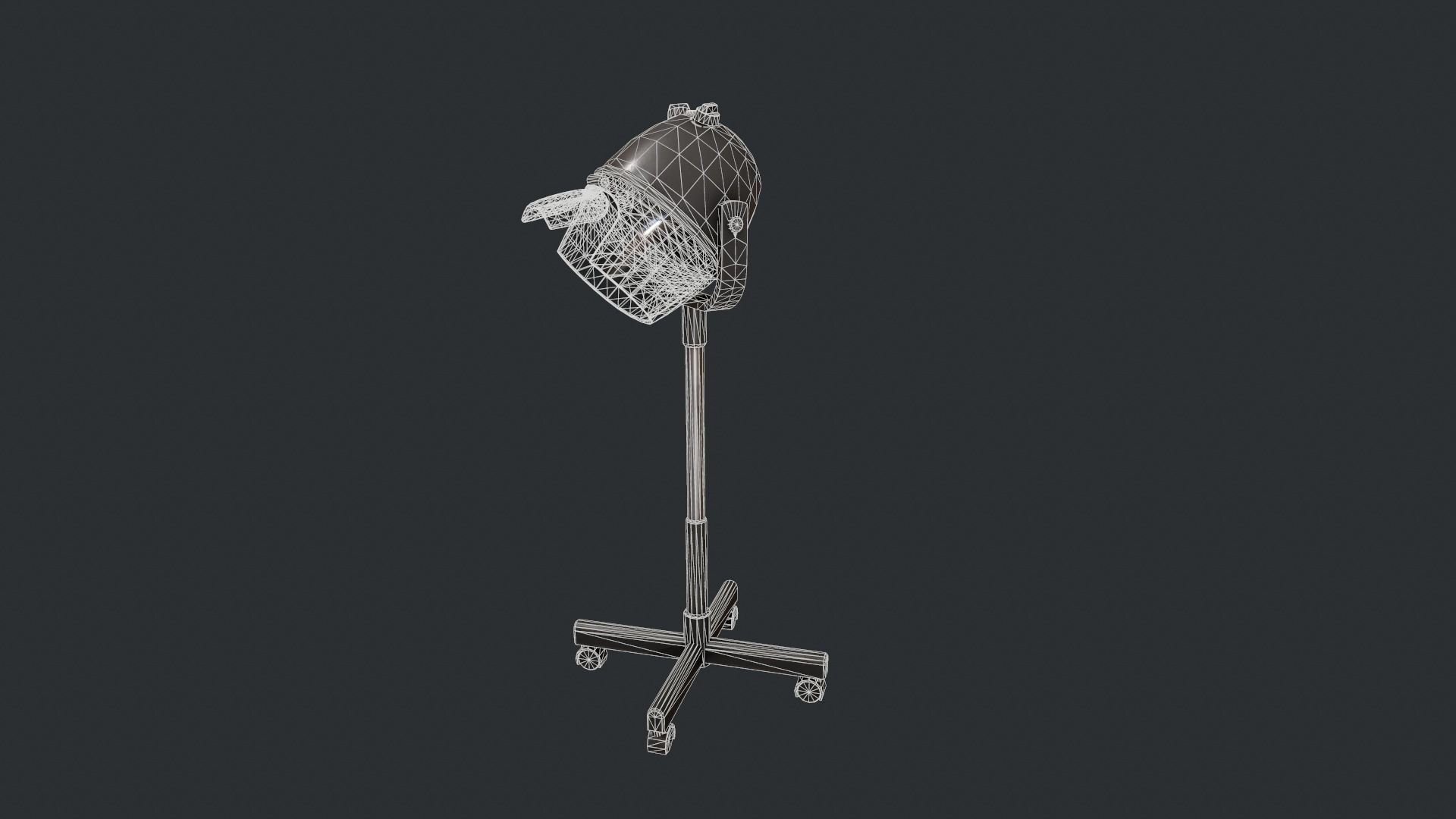 Black Bonnet Hair Dryer - Hooded Hair Dryer Low-poly 3D model_11