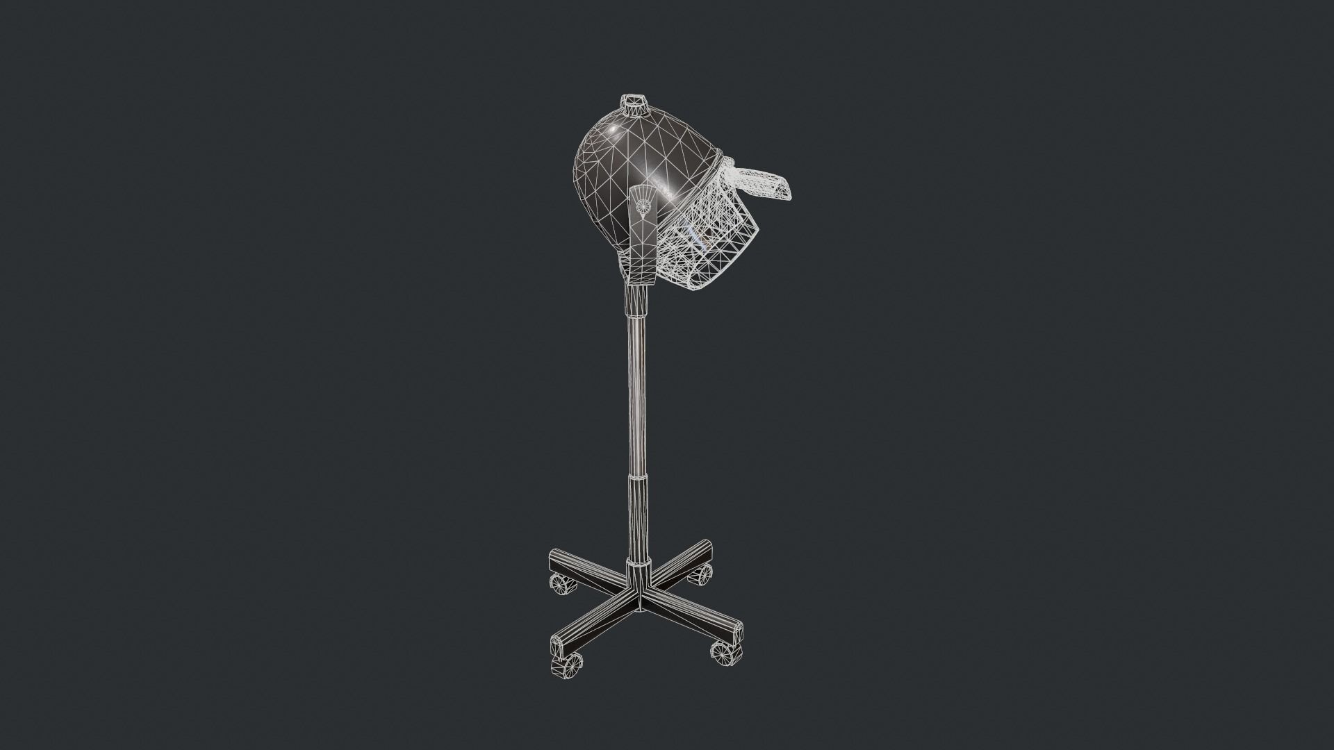 Black Bonnet Hair Dryer - Hooded Hair Dryer Low-poly 3D model_16