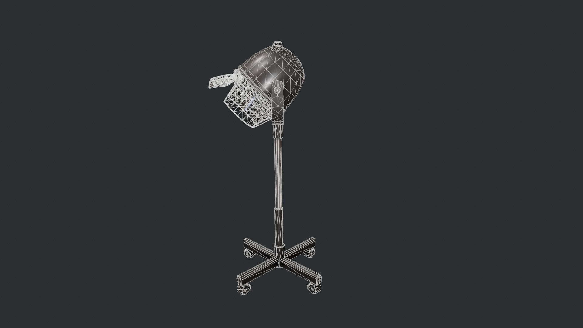 Black Bonnet Hair Dryer - Hooded Hair Dryer Low-poly 3D model_12