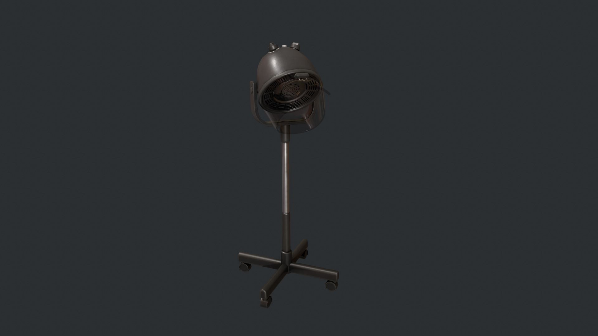 Black Bonnet Hair Dryer - Hooded Hair Dryer Low-poly 3D model_8