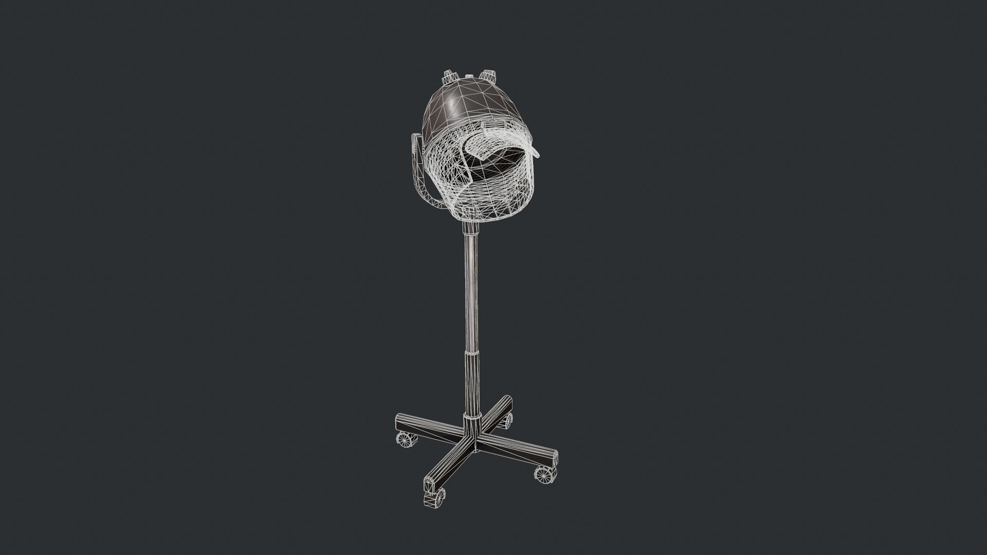 Black Bonnet Hair Dryer - Hooded Hair Dryer Low-poly 3D model_18