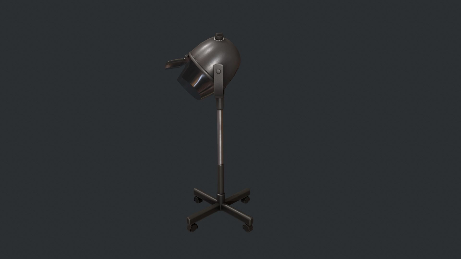 Black Bonnet Hair Dryer - Hooded Hair Dryer Low-poly 3D model_2