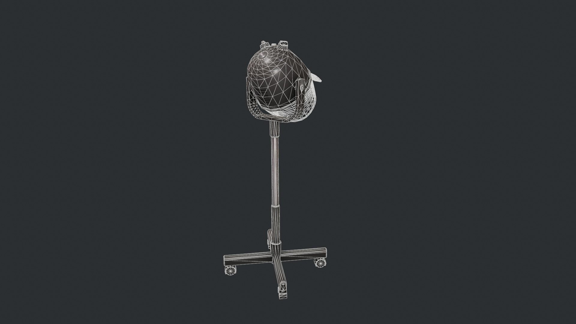 Black Bonnet Hair Dryer - Hooded Hair Dryer Low-poly 3D model_15
