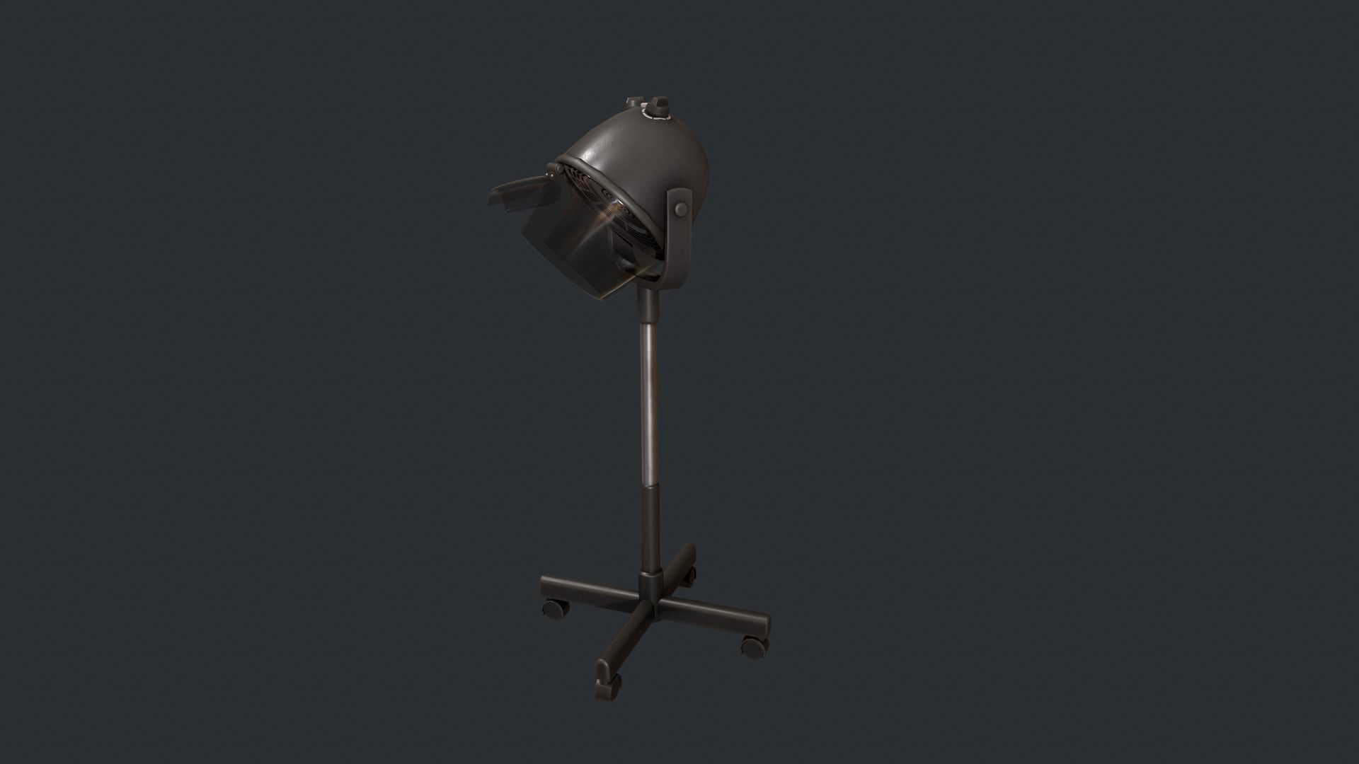 Black Bonnet Hair Dryer - Hooded Hair Dryer Low-poly 3D model_1