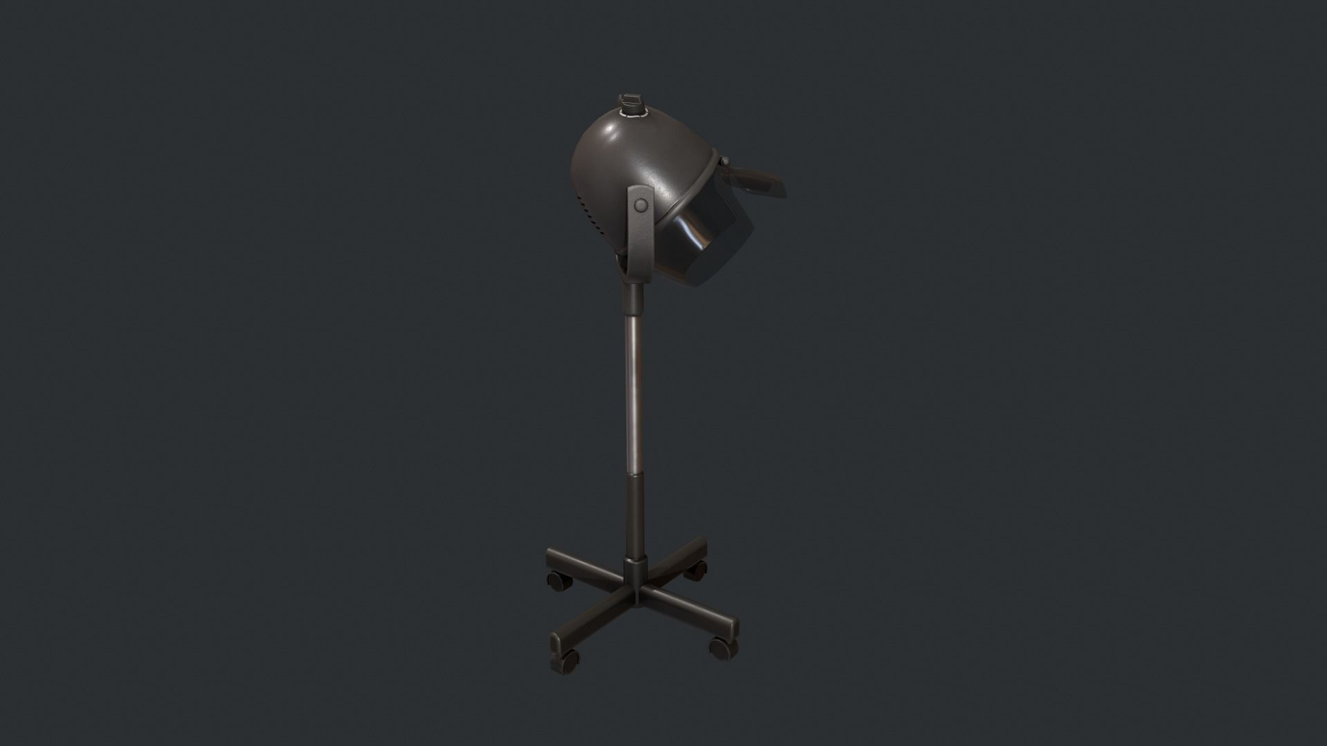 Black Bonnet Hair Dryer - Hooded Hair Dryer Low-poly 3D model_6
