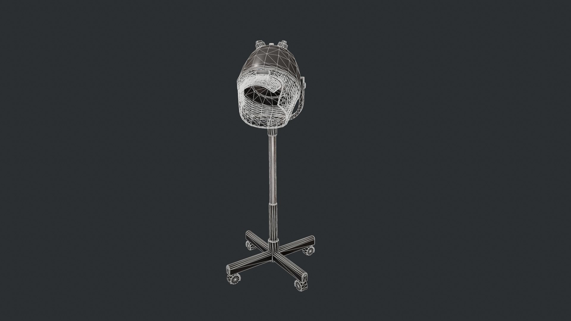 Black Bonnet Hair Dryer - Hooded Hair Dryer Low-poly 3D model_19