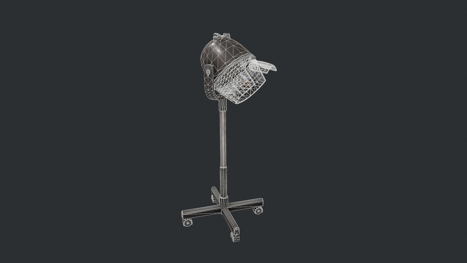 Black Bonnet Hair Dryer - Hooded Hair Dryer Low-poly 3D model_17