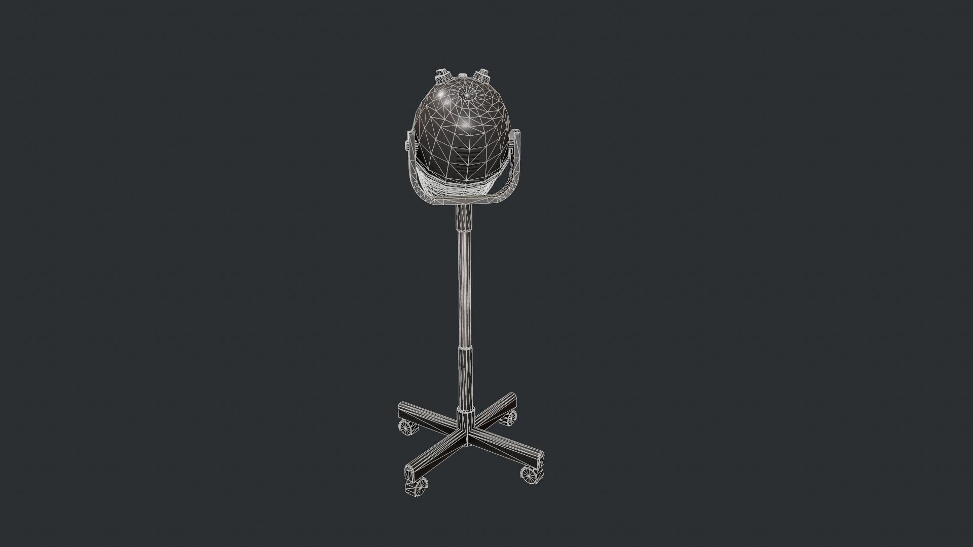 Black Bonnet Hair Dryer - Hooded Hair Dryer Low-poly 3D model_14
