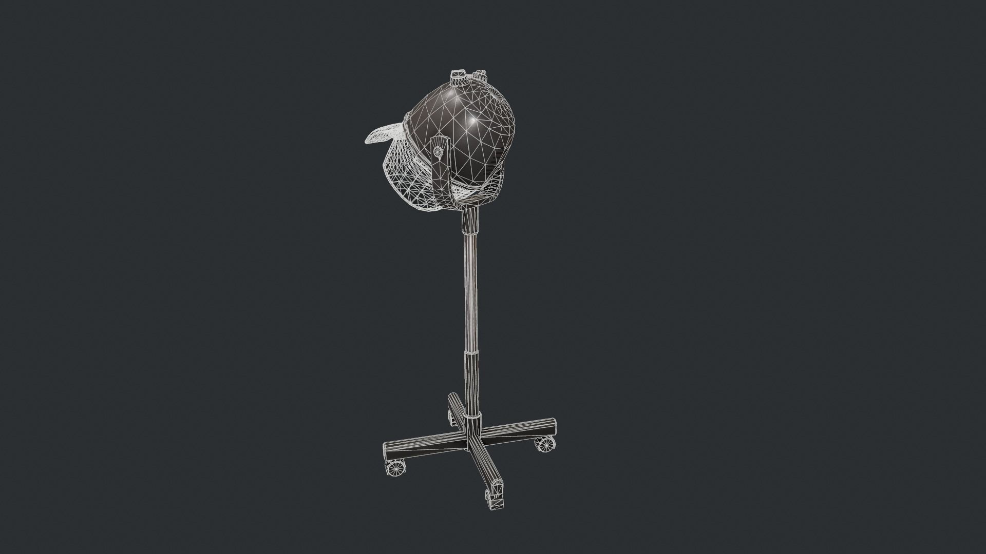 Black Bonnet Hair Dryer - Hooded Hair Dryer Low-poly 3D model_13