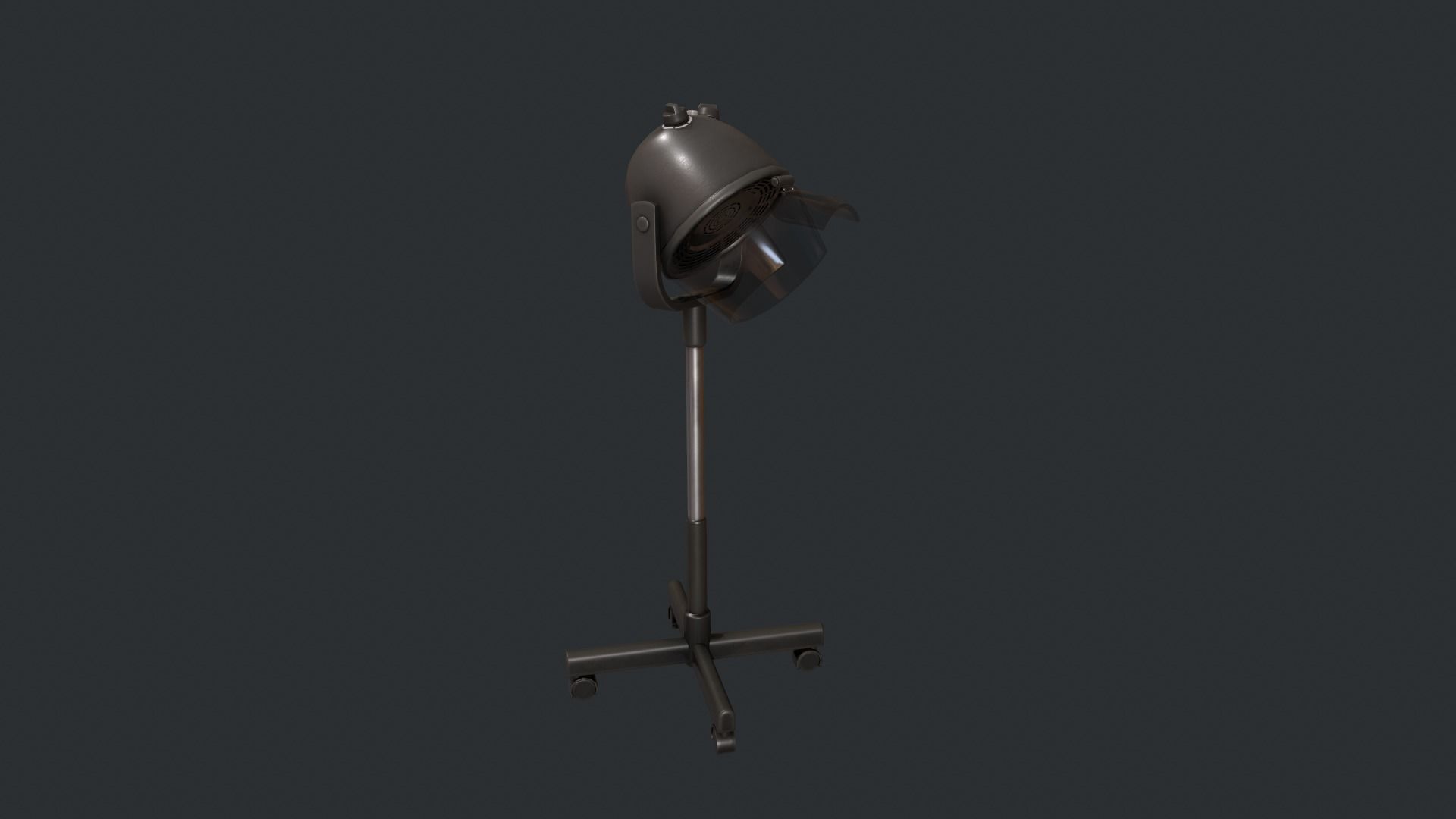 Black Bonnet Hair Dryer - Hooded Hair Dryer Low-poly 3D model_7