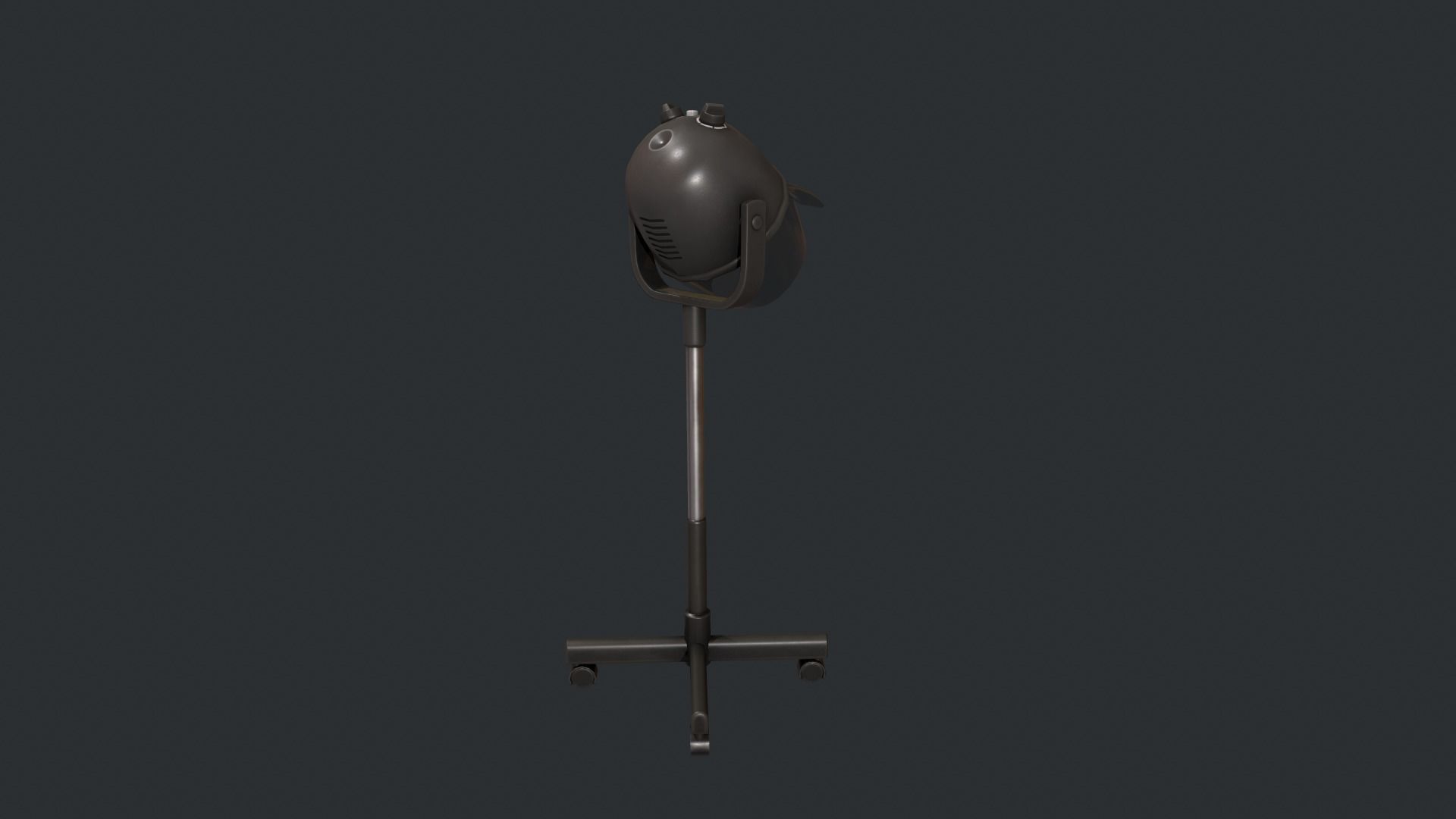 Black Bonnet Hair Dryer - Hooded Hair Dryer Low-poly 3D model_5