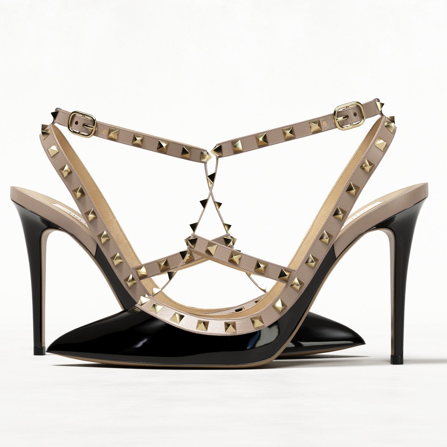 Valentino Patent Rockstud Caged High Heels Low-poly 3D model_8