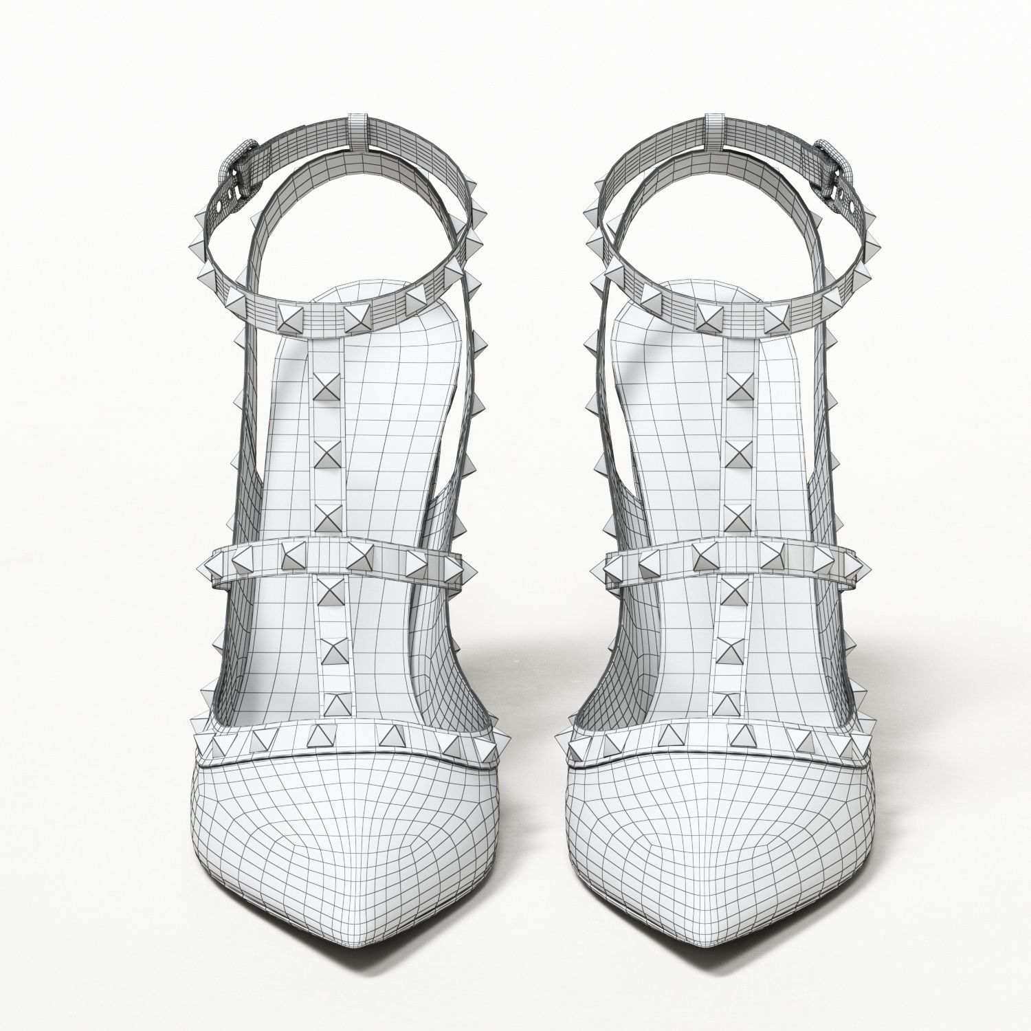 Valentino Patent Rockstud Caged High Heels Low-poly 3D model_28